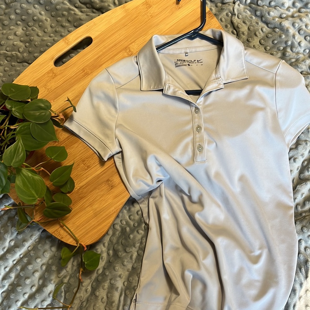 NIKE GOLF DRI-FIT shortsleeved grey collar shirt